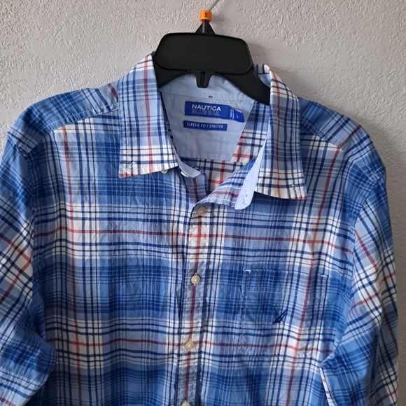 Blue Nautica Plaid Button Down Shirt - Picture 2 of 6